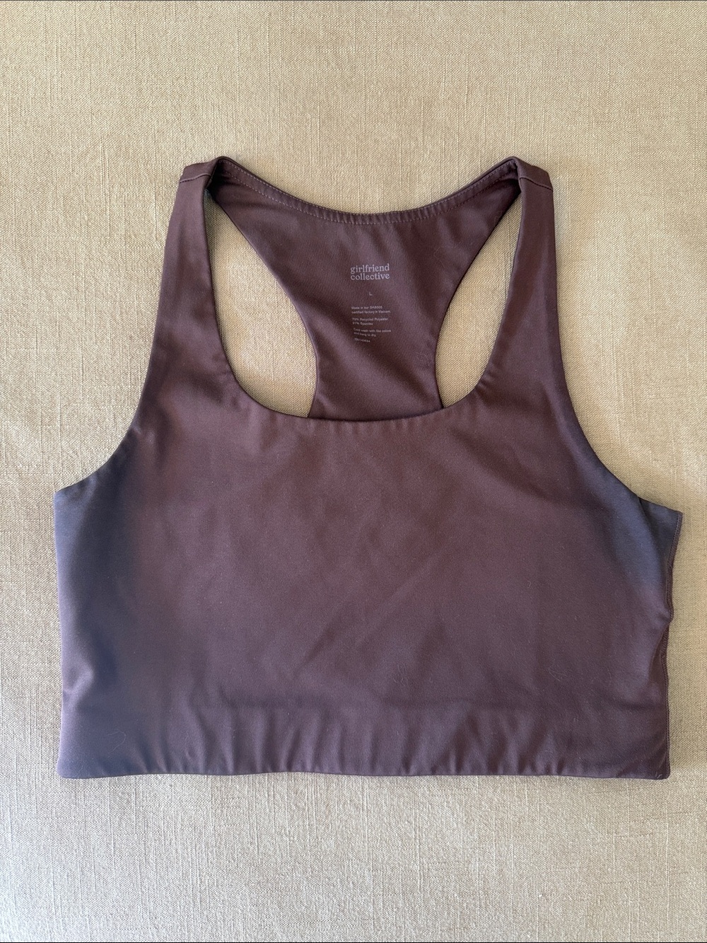girlfriend collective brown Paloma sports bra